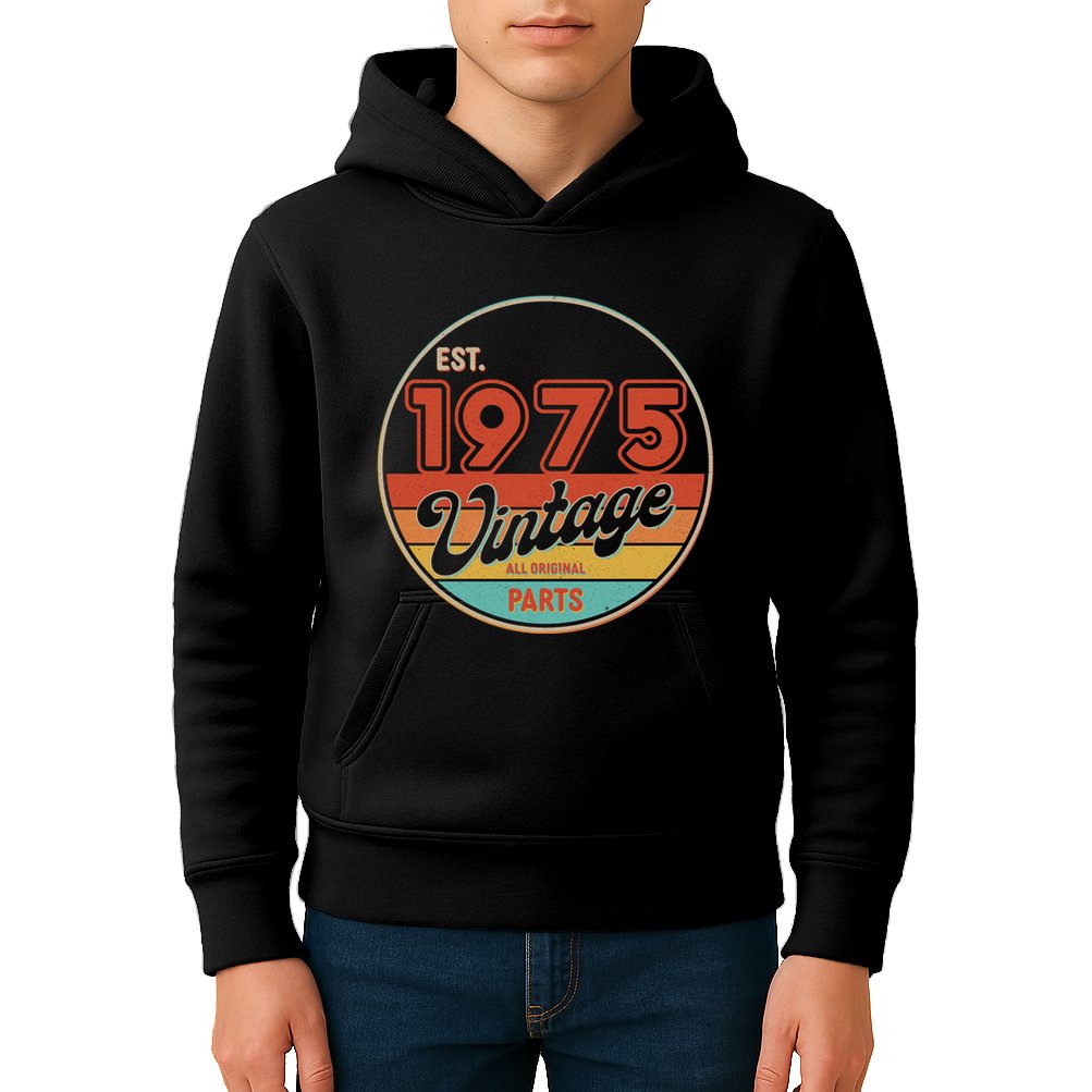 Est 1975 Vintage All Original Parts 50th Birthday Emblem Kids Hoodie