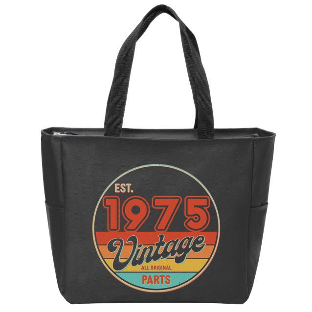 Est 1975 Vintage All Original Parts 50th Birthday Emblem Zip Tote Bag