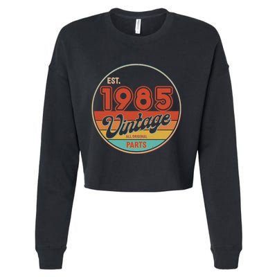Est 1985 Vintage All Original Parts 40th Birthday Emblem Cropped Pullover Crew