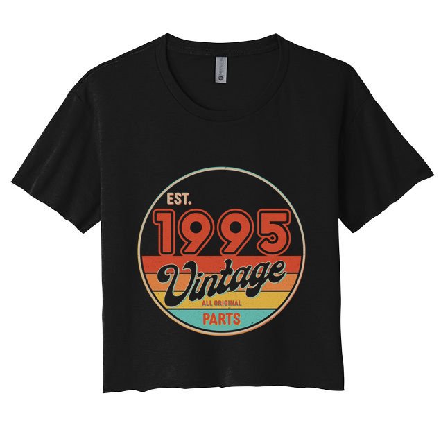 Est 1995 Vintage All Original Parts 30th Birthday Emblem Crop Top