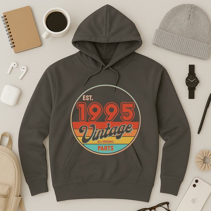 Est 1995 Vintage All Original Parts 30th Birthday Emblem Hoodie