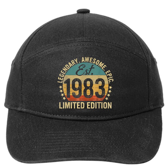 Est 1983 Vintage 1983 Limited Edition 40th Birthday 7-Panel Snapback Hat