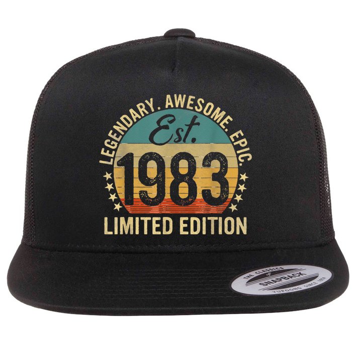 Est 1983 Vintage 1983 Limited Edition 40th Birthday Flat Bill Trucker Hat