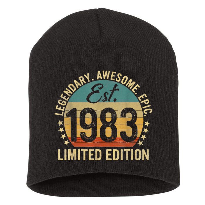 Est 1983 Vintage 1983 Limited Edition 40th Birthday Short Acrylic Beanie