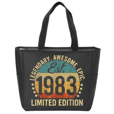 Est 1983 Vintage 1983 Limited Edition 40th Birthday Zip Tote Bag