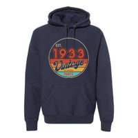 Est 1933 Vintage All Original Parts 90th Birthday Emblem Premium Hoodie