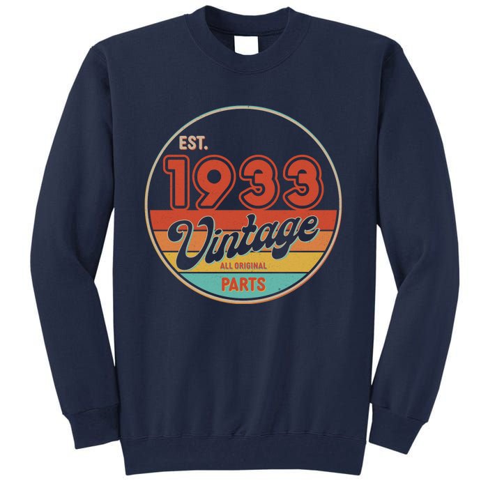 Est 1933 Vintage All Original Parts 90th Birthday Emblem Tall Sweatshirt