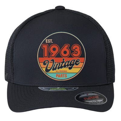 Est 1963 Vintage All Original Parts 60th Birthday Emblem Flexfit Unipanel Trucker Cap