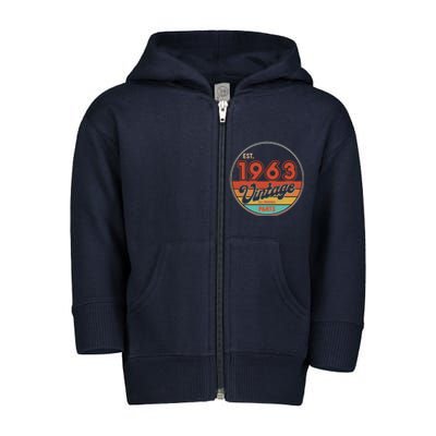 Est 1963 Vintage All Original Parts 60th Birthday Emblem Toddler Zip Fleece Hoodie