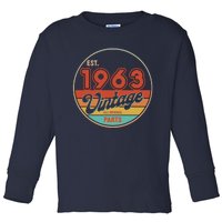 Est 1963 Vintage All Original Parts 60th Birthday Emblem Toddler Long Sleeve Shirt