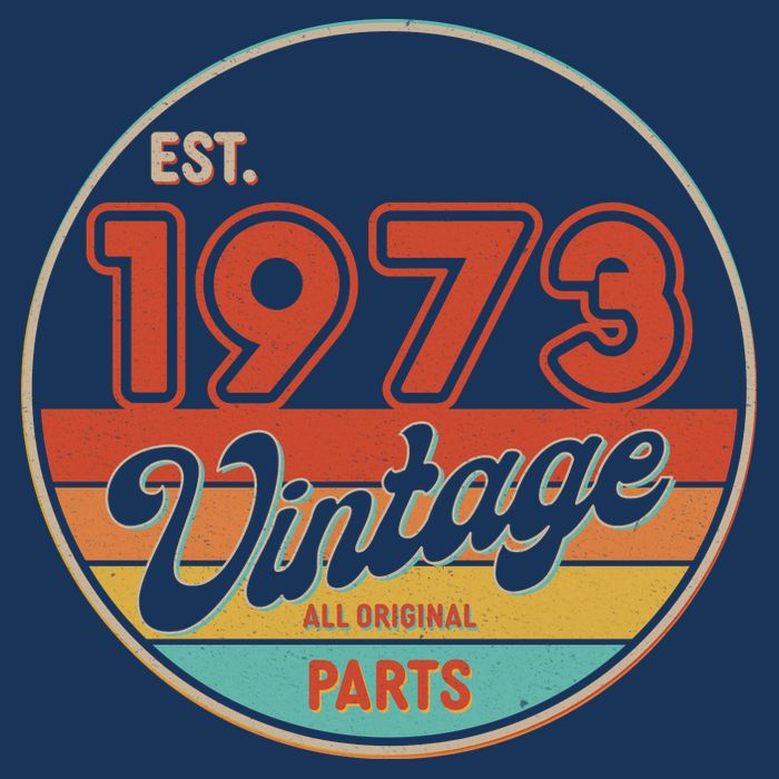 Est 1973 Vintage All Original Parts 50th Birthday Emblem 7-Panel Snapback Hat
