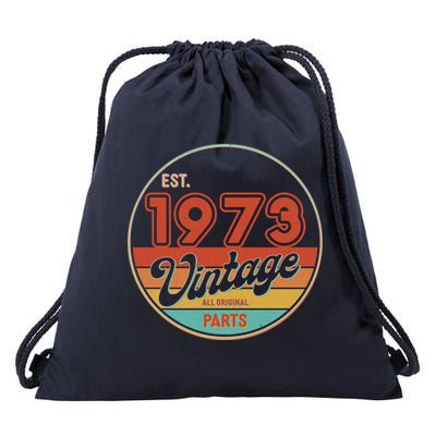 Est 1973 Vintage All Original Parts 50th Birthday Emblem Drawstring Bag