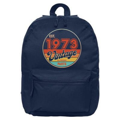 Est 1973 Vintage All Original Parts 50th Birthday Emblem 16 in Basic Backpack