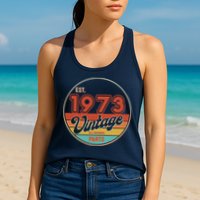 Est 1973 Vintage All Original Parts 50th Birthday Emblem Womens Tank Top