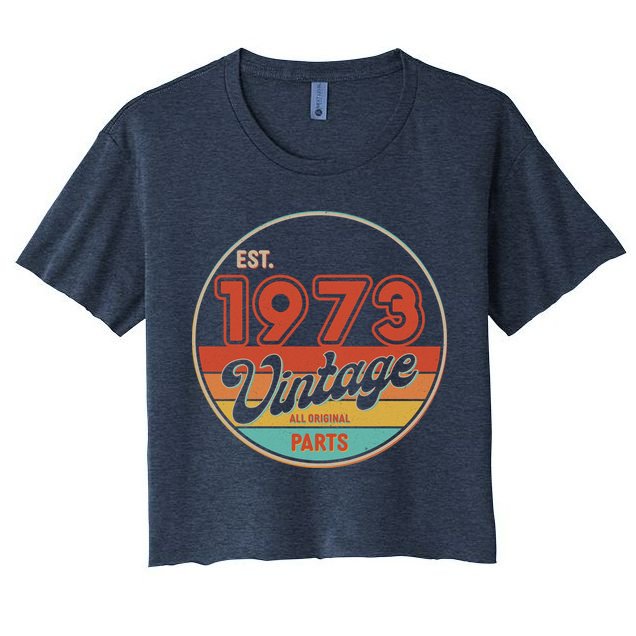 Est 1973 Vintage All Original Parts 50th Birthday Emblem Crop Top