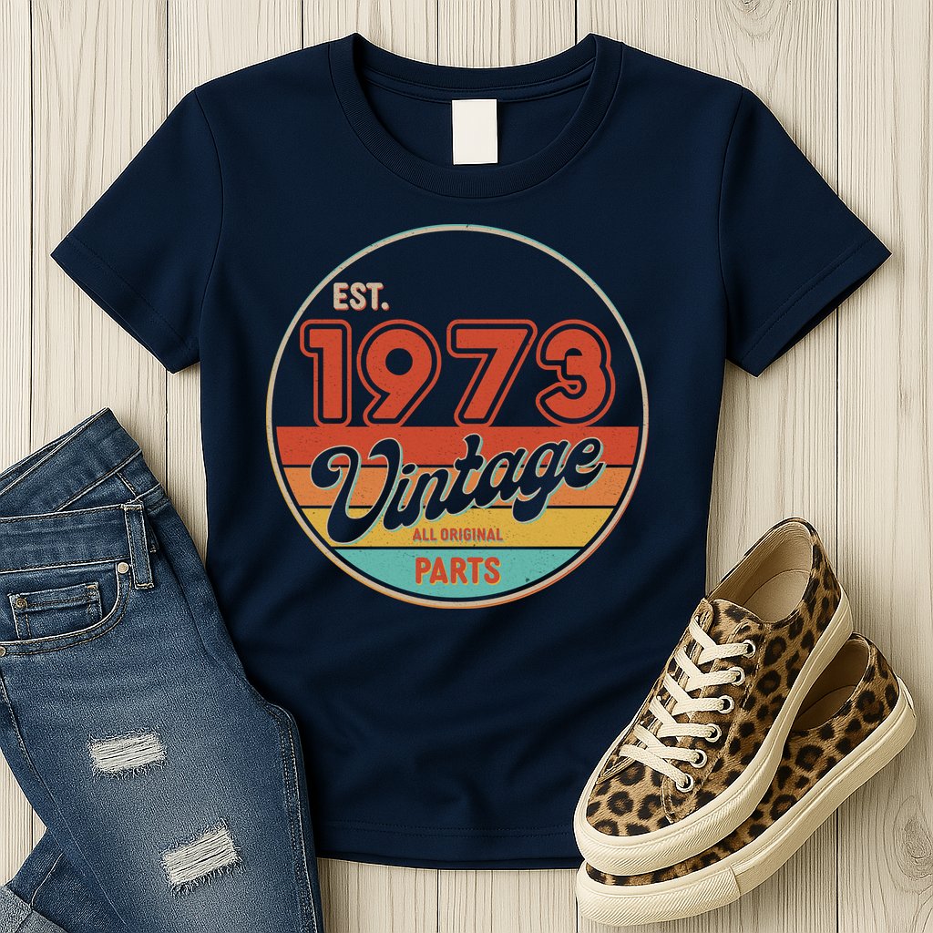 Est 1973 Vintage All Original Parts 50th Birthday Emblem Womens T-Shirt