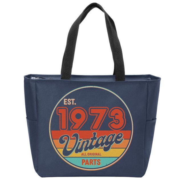 Est 1973 Vintage All Original Parts 50th Birthday Emblem Zip Tote Bag