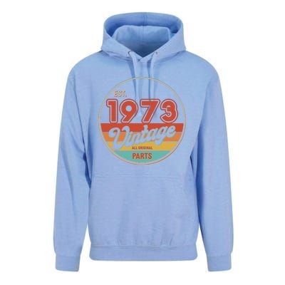 Est 1973 Vintage All Original Parts 50th Birthday Emblem Unisex Surf Hoodie