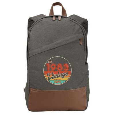 Est 1983 Vintage All Original Parts 40th Birthday Emblem Cotton Canvas Backpack