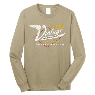 Est 1963 Vintage 60th Birthday 60 Years Old Bday Women Long Sleeve Shirt