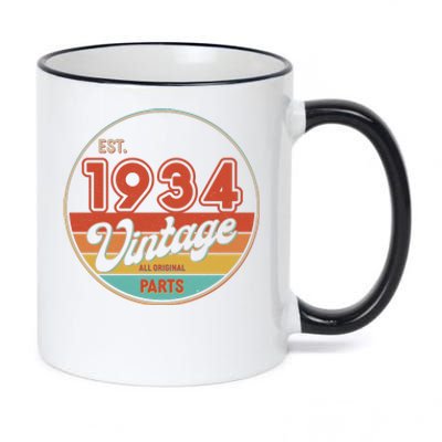 Est 1934 Vintage All Original Parts 90th Birthday Emblem 11oz Black Color Changing Mug