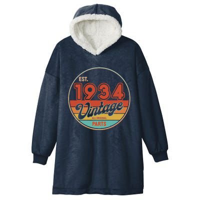 Est 1934 Vintage All Original Parts 90th Birthday Emblem Hooded Wearable Blanket