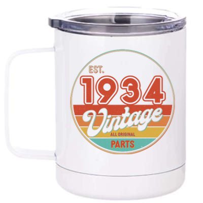 Est 1934 Vintage All Original Parts 90th Birthday Emblem 12 oz Stainless Steel Tumbler Cup