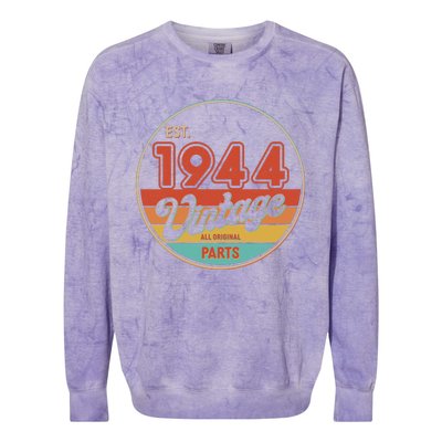 Est 1944 Vintage All Original Parts 80th Birthday Emblem Colorblast Crewneck Sweatshirt