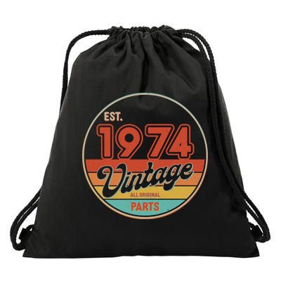 Est 1974 Vintage All Original Parts 50th Birthday Emblem Drawstring Bag