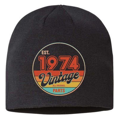 Est 1974 Vintage All Original Parts 50th Birthday Emblem Sustainable Beanie