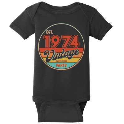 Est 1974 Vintage All Original Parts 50th Birthday Emblem Baby Bodysuit