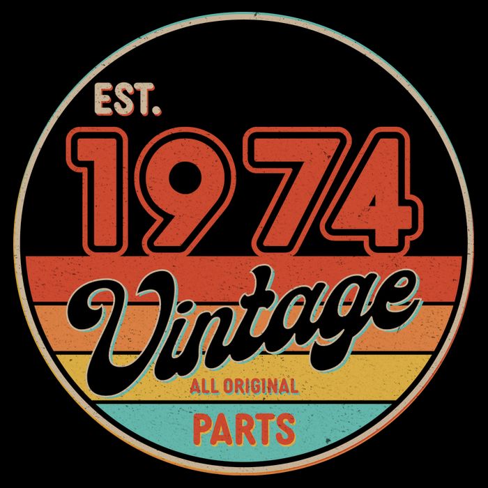 Est 1974 Vintage All Original Parts 50th Birthday Emblem Baby Bodysuit