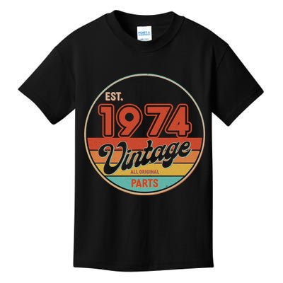 Est 1974 Vintage All Original Parts 50th Birthday Emblem Kids T-Shirt