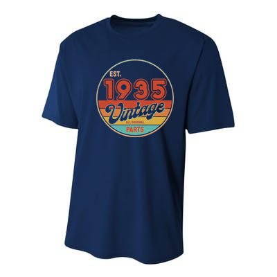 Est 1935 Vintage All Original Parts 90th Birthday Emblem Youth Performance Sprint T-Shirt