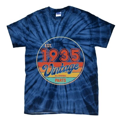 Est 1935 Vintage All Original Parts 90th Birthday Emblem Tie-Dye T-Shirt
