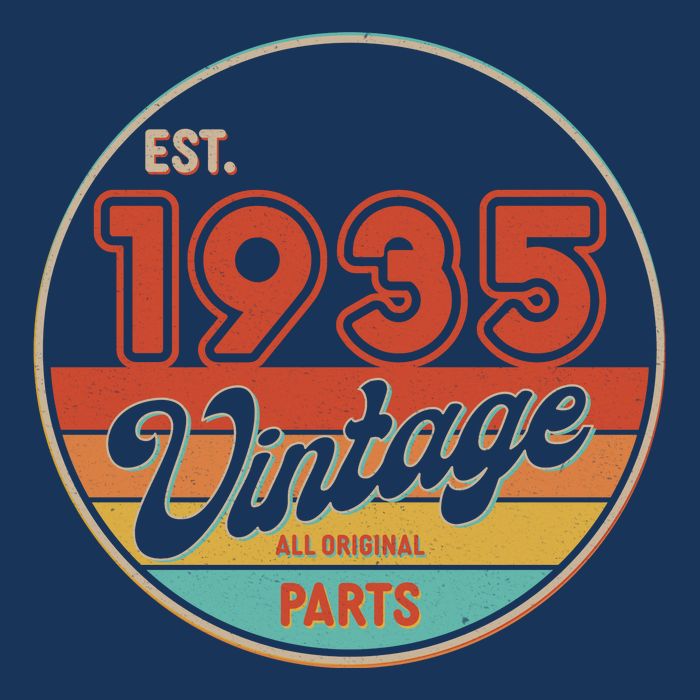 Est 1935 Vintage All Original Parts 90th Birthday Emblem Tie-Dye T-Shirt