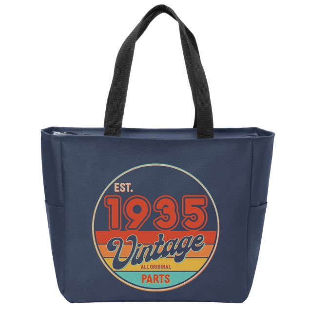 Est 1935 Vintage All Original Parts 90th Birthday Emblem Zip Tote Bag