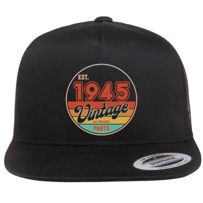 Est 1945 Vintage All Original Parts 80th Birthday Emblem Flatbill Hat