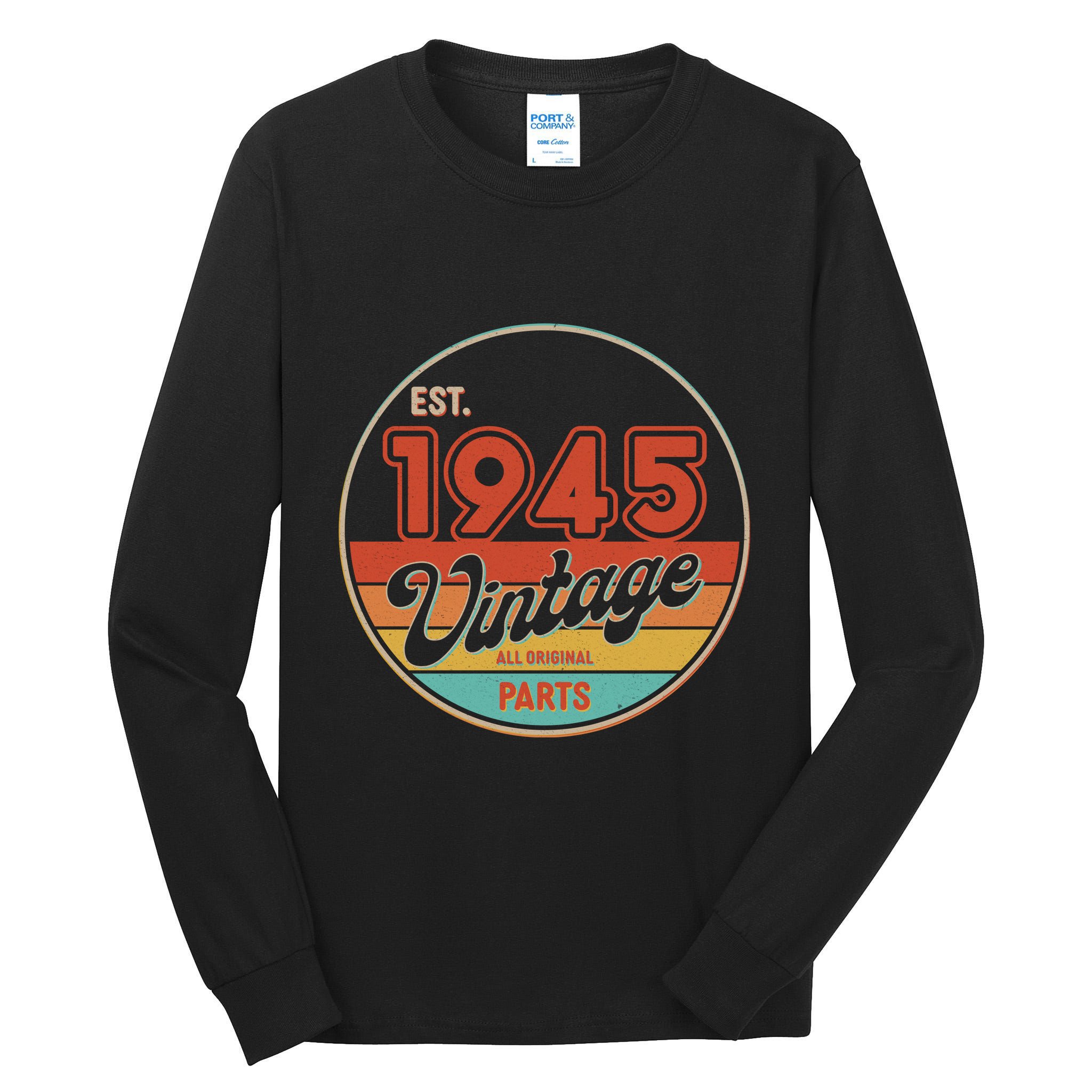 Est 1945 Vintage All Original Parts 80th Birthday Emblem Tall Long Sleeve T-Shirt
