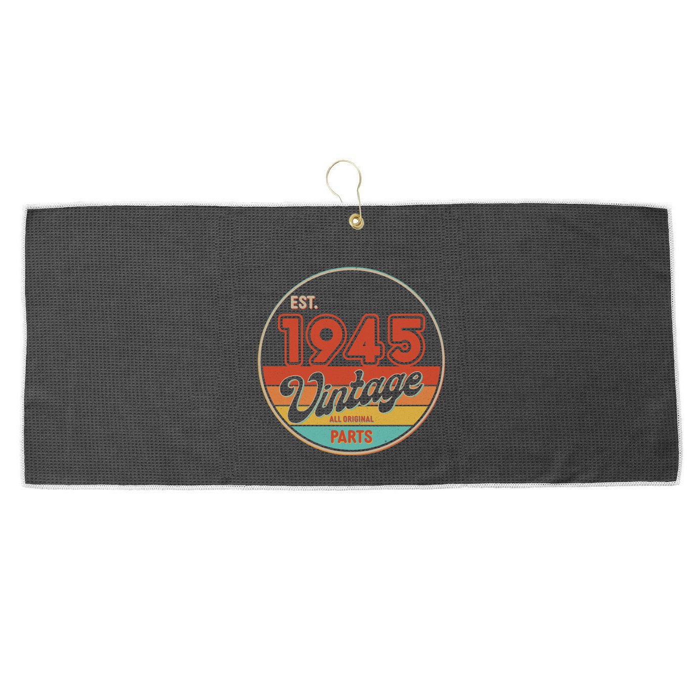 Est 1945 Vintage All Original Parts 80th Birthday Emblem Large Microfiber Waffle Golf Towel