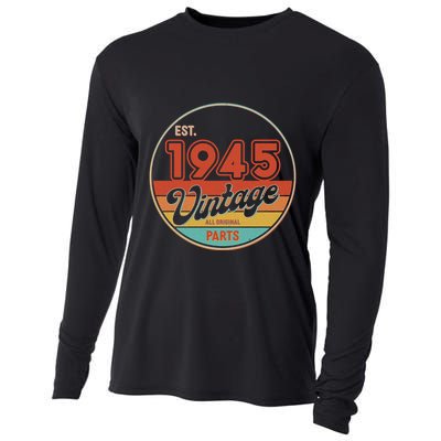 Est 1945 Vintage All Original Parts 80th Birthday Emblem Cooling Performance Long Sleeve Crew