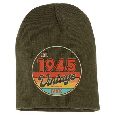 Est 1945 Vintage All Original Parts 80th Birthday Emblem Short Acrylic Beanie