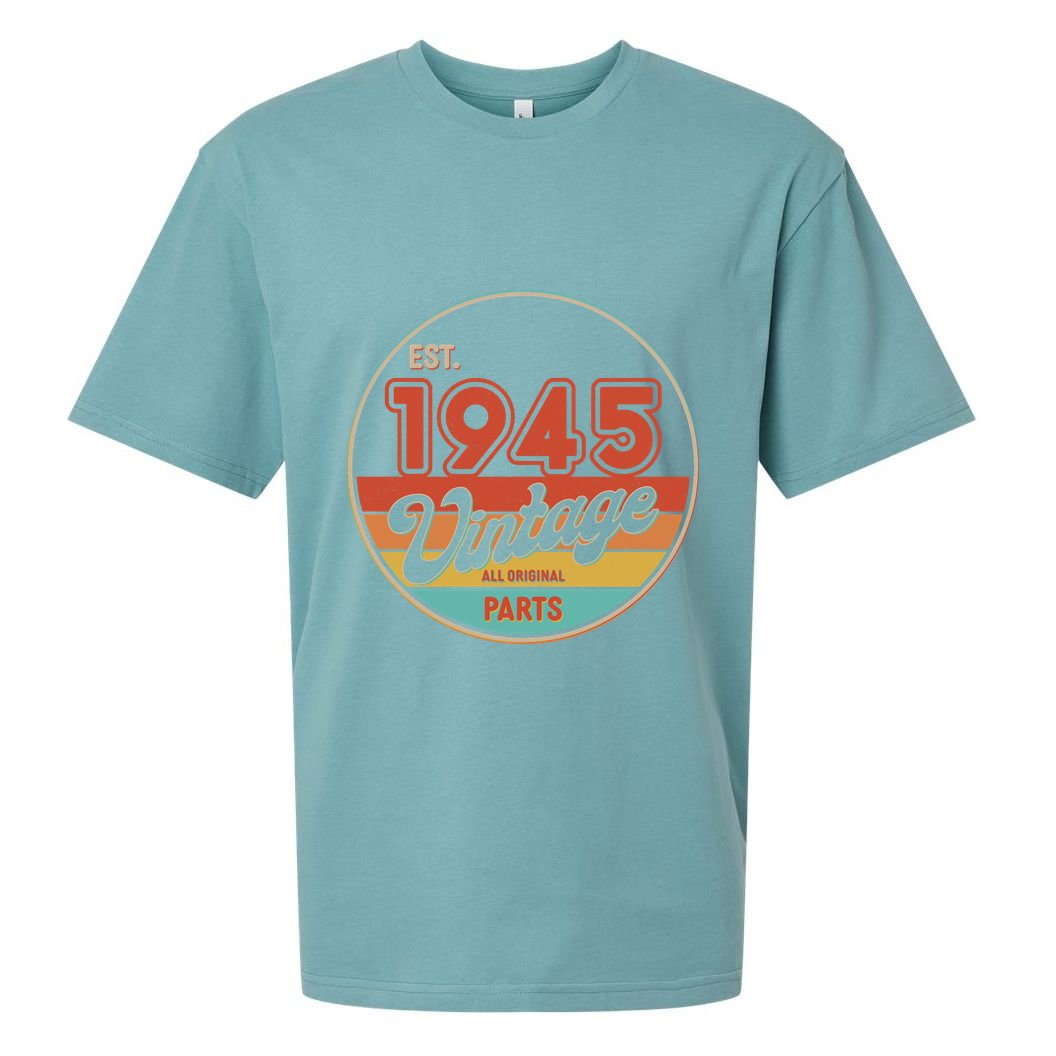 Est 1945 Vintage All Original Parts 80th Birthday Emblem Sueded Cloud Jersey T-Shirt