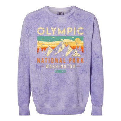 Est 1938 Washington Retro National Park Colorblast Crewneck Sweatshirt