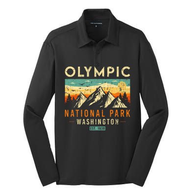 Est 1938 Washington Retro National Park Silk Touch Performance Long Sleeve Polo