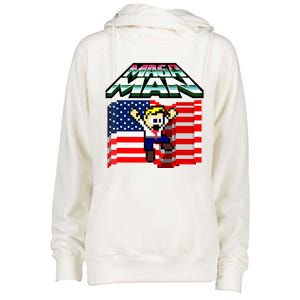 Election 2024 American Flag Maga Man Womens Funnel Neck Pullover Hood