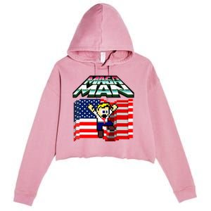 Election 2024 American Flag Maga Man Crop Fleece Hoodie