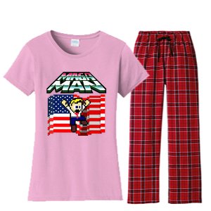 Election 2024 American Flag Maga Man Women's Flannel Pajama Set