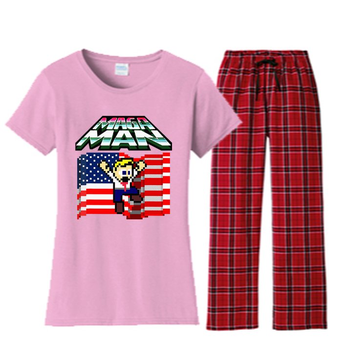 Election 2024 American Flag Maga Man Women's Flannel Pajama Set