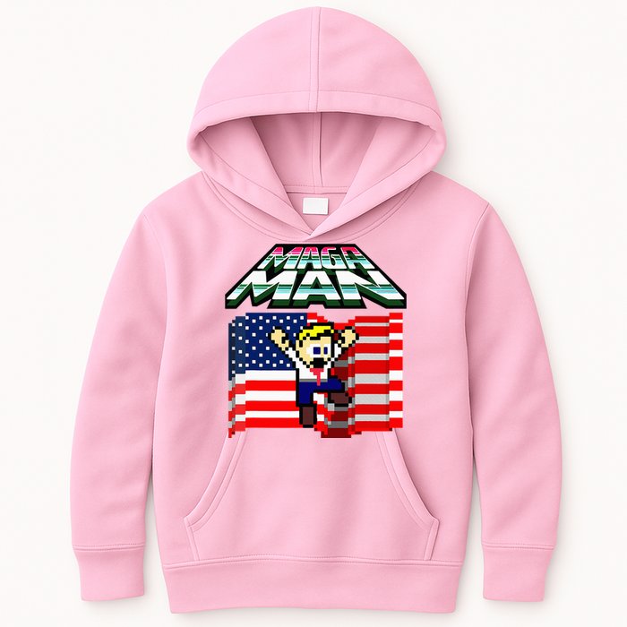 Election 2024 American Flag Maga Man Kids Hoodie